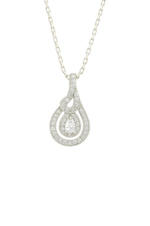 MIORA 925 Sterling Silver Teardrop-Halo Zirconia Necklace