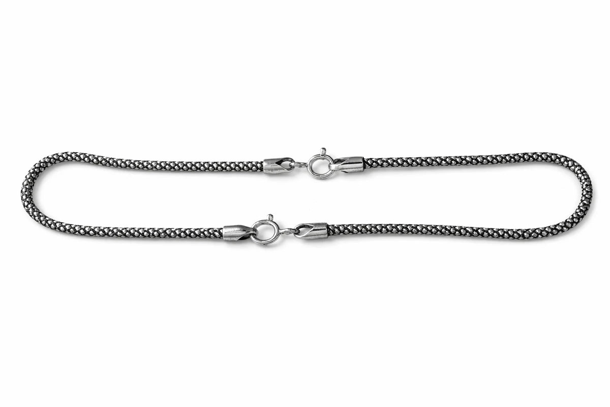 MIORA 925 Sterling Silver Textured Rope Anklet