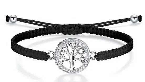 MIORA 925 Sterling Silver Tree-of-Life Macrame Bracelet