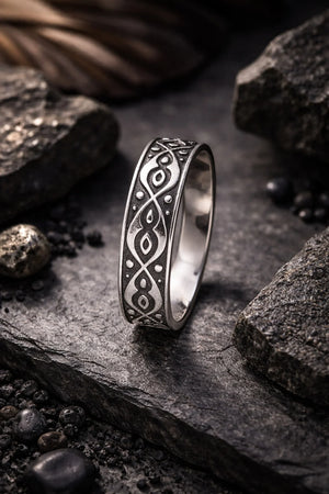 MIORA 925 Sterling Silver Tribal Band Ring - image 9