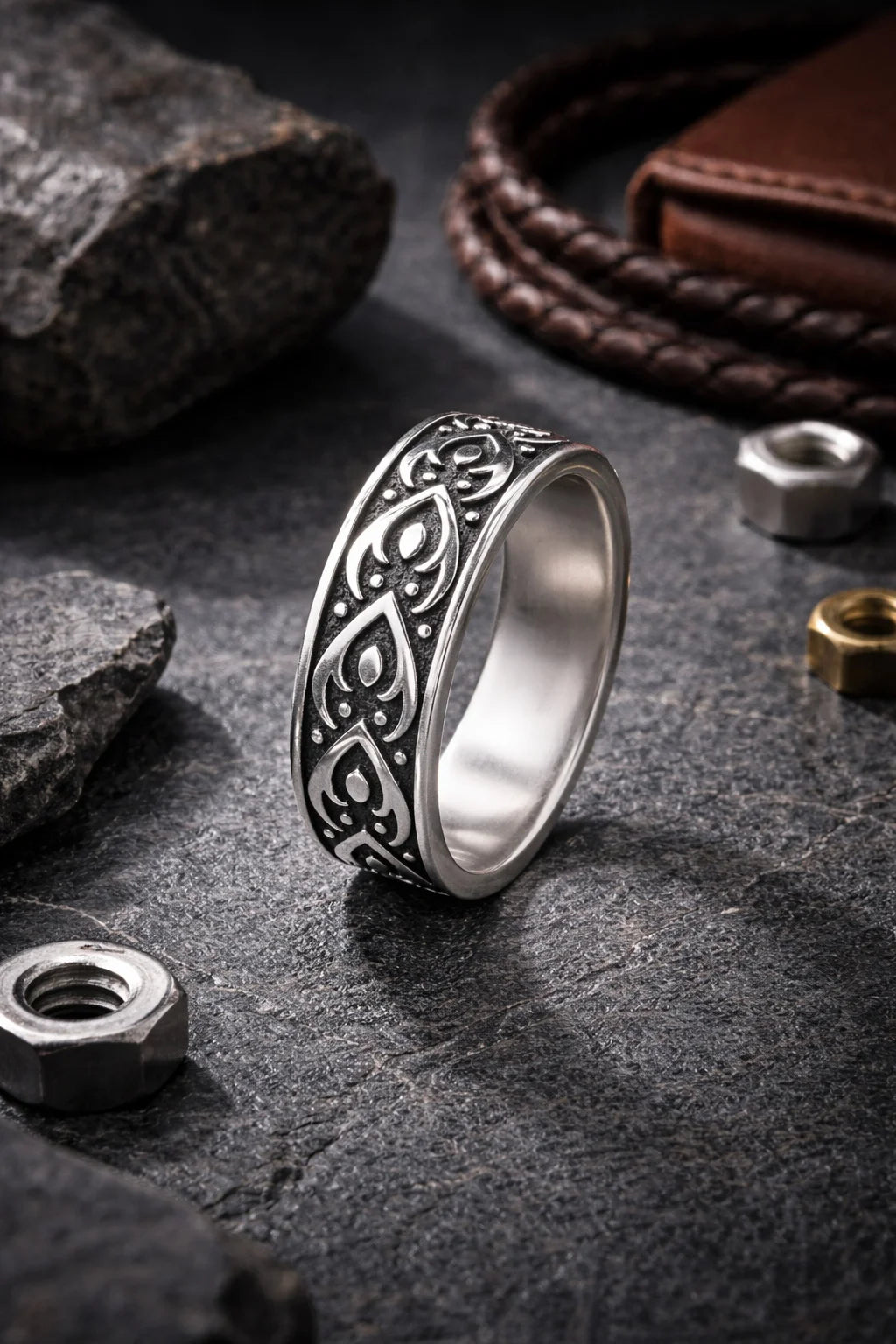 MIORA 925 Sterling Silver Tribal Band Ring - main image