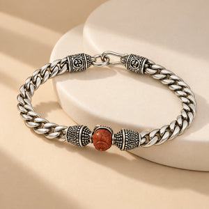MIORA 925 Sterling Silver Tribal-Beaded Rudraksha Bracelet