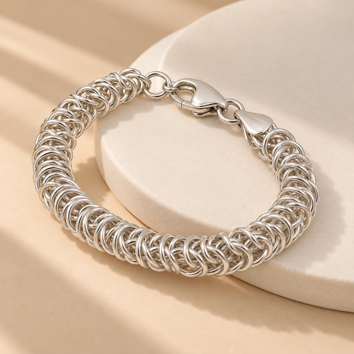 MIORA 925 Sterling Silver Velor Mesh Bracelet