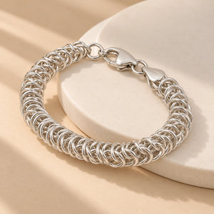 MIORA 925 Sterling Silver Velor Mesh Bracelet