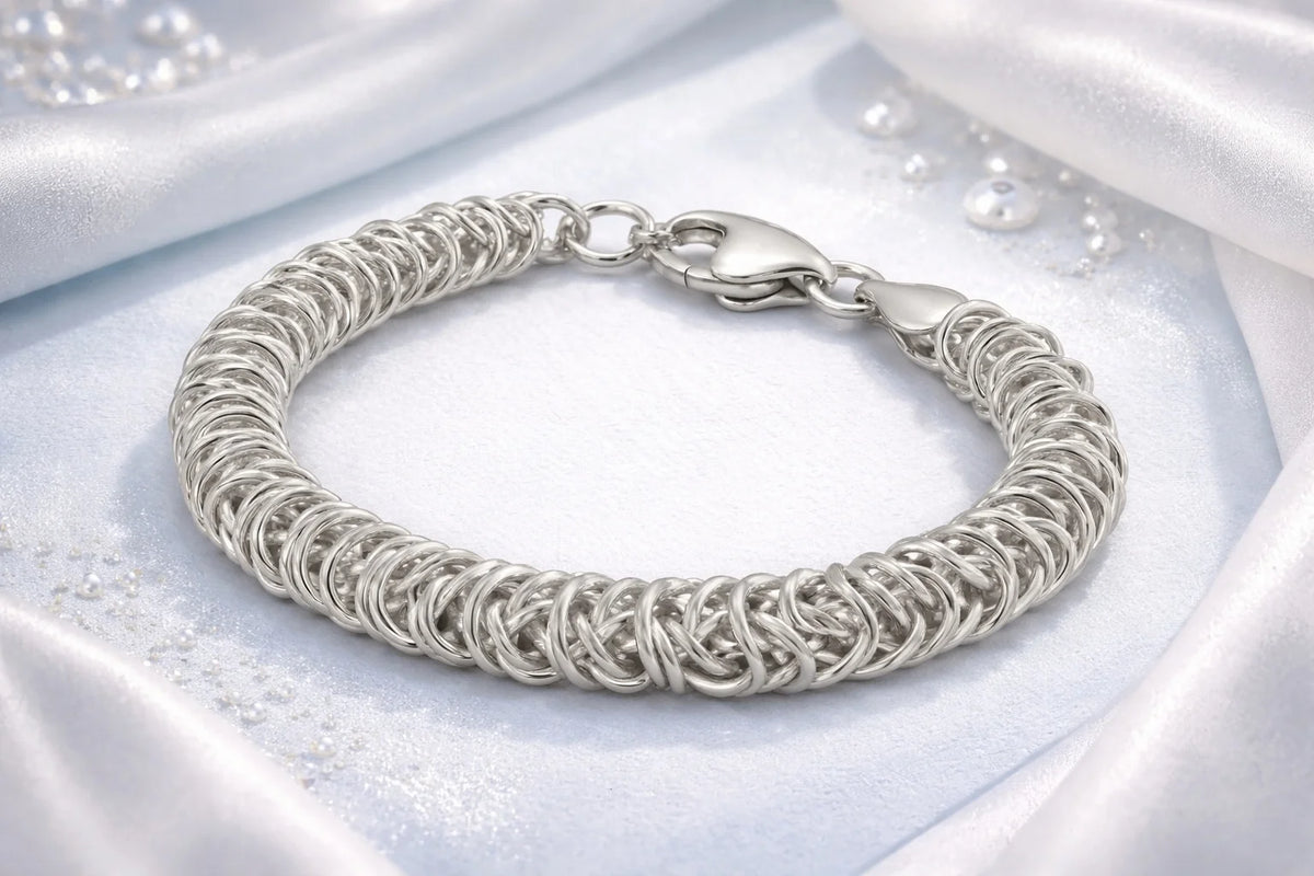 MIORA 925 Sterling Silver Velor Mesh Bracelet