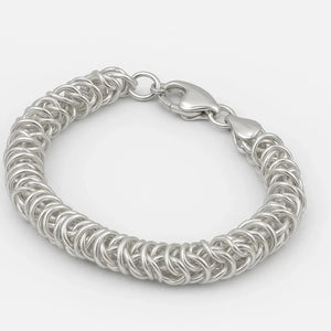 MIORA 925 Sterling Silver Velor Mesh Bracelet