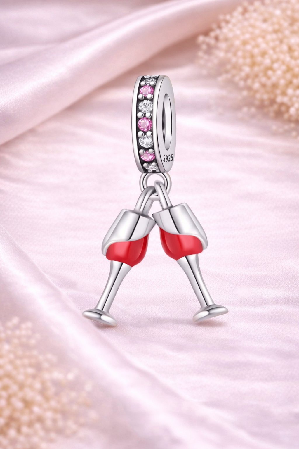 MIORA 925 Sterling Silver Wine Toast Bead