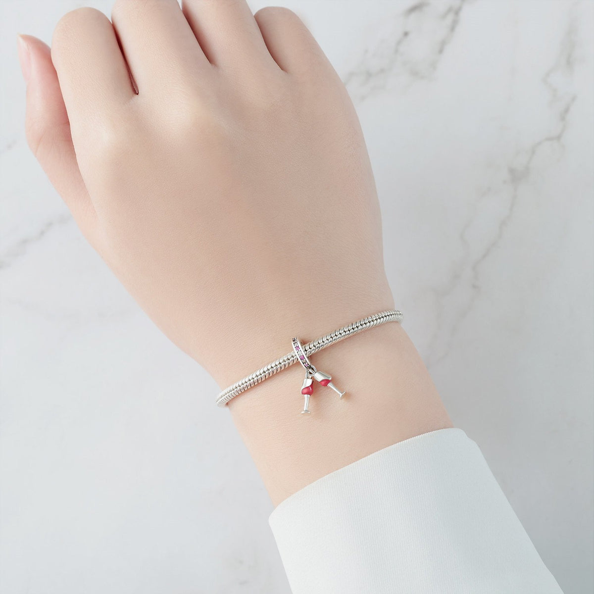 MIORA 925 Sterling Silver Wine Toast Bead