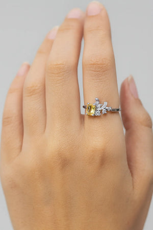 MIORA 925 Sterling Silver Yellow-Cushion-Cut Zirconia Ring - image 2