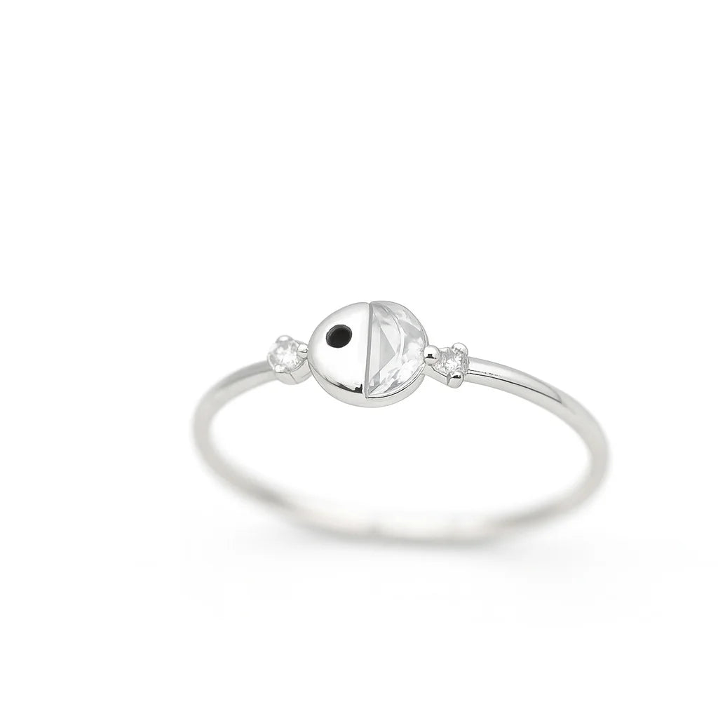 MIORA 925 Sterling Silver Yin-Yang-Motif Zirconia Ring - image 3