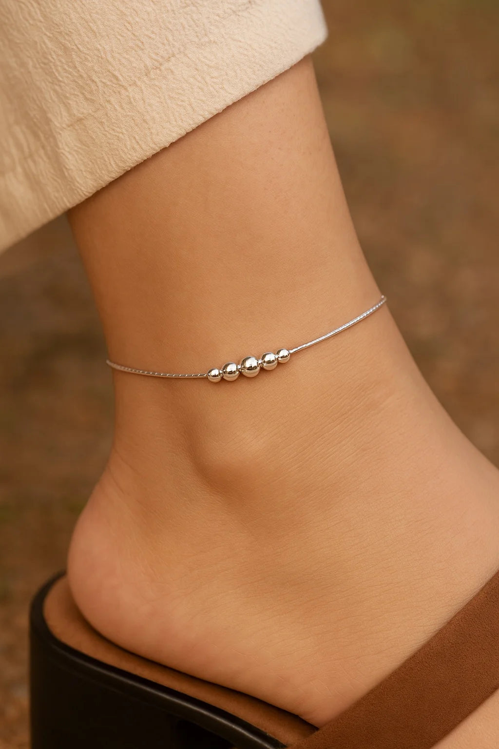 Textured multi Beaded Anklet