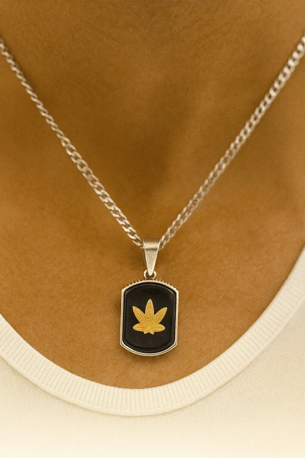 Black & Gold Leaf Emblem Pendant