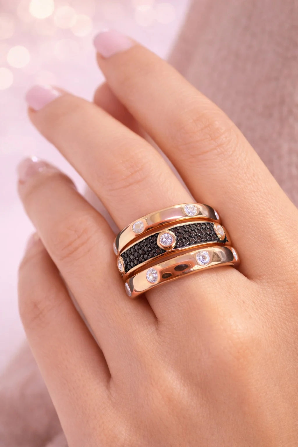 Black Spark Stacked Ring