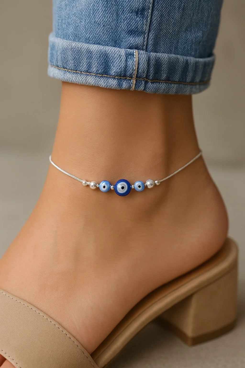 Blue Evil Eye Beads Anklet