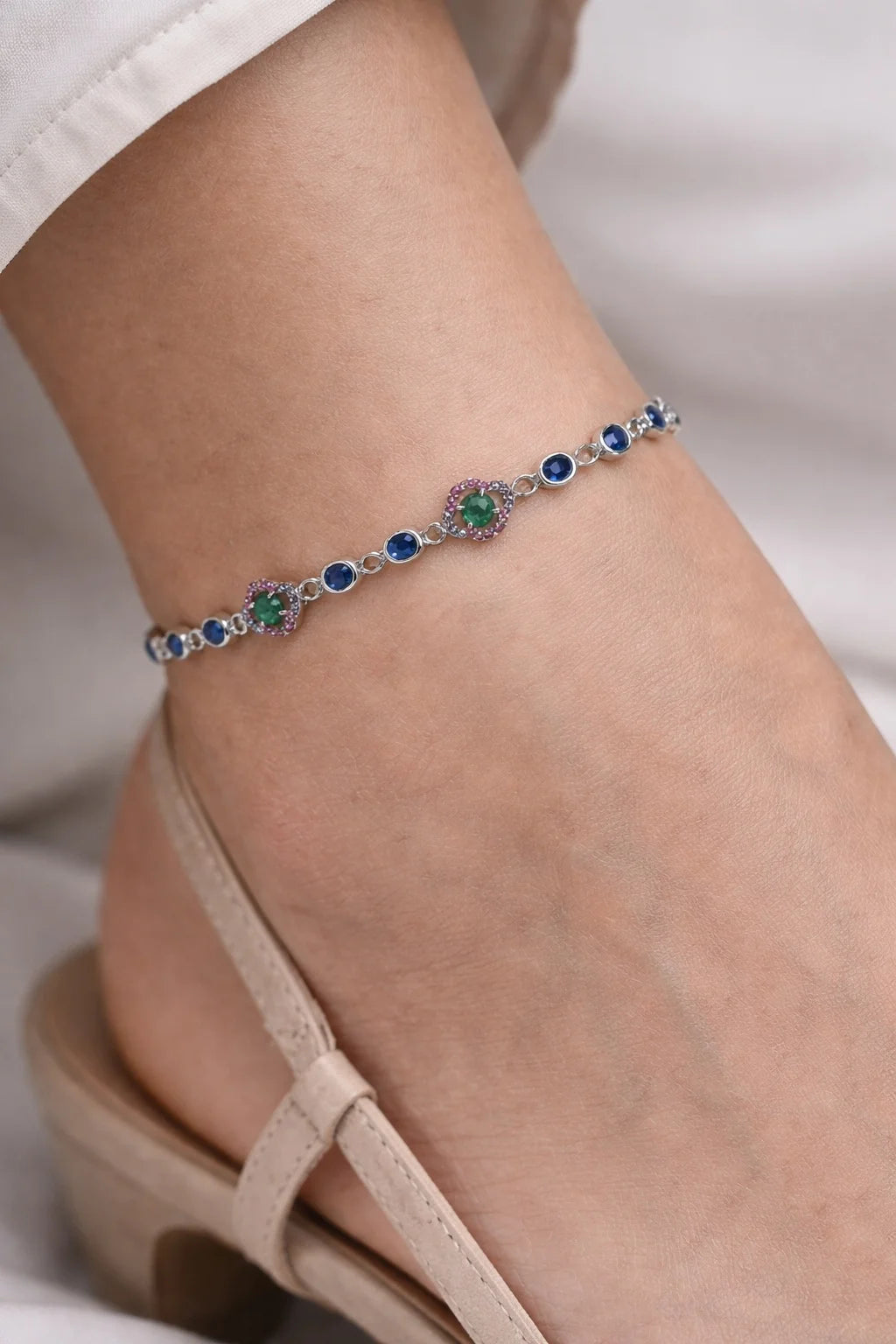 Blue and Green Stone Anklet – Fresh and Colourful Style
