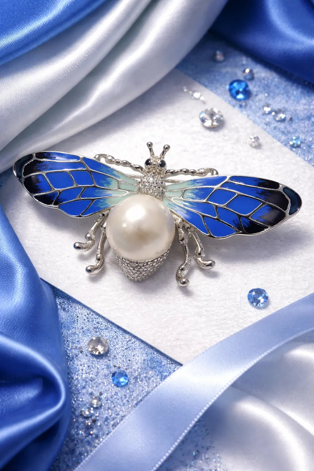 Blue Monarch Pearl Brooch