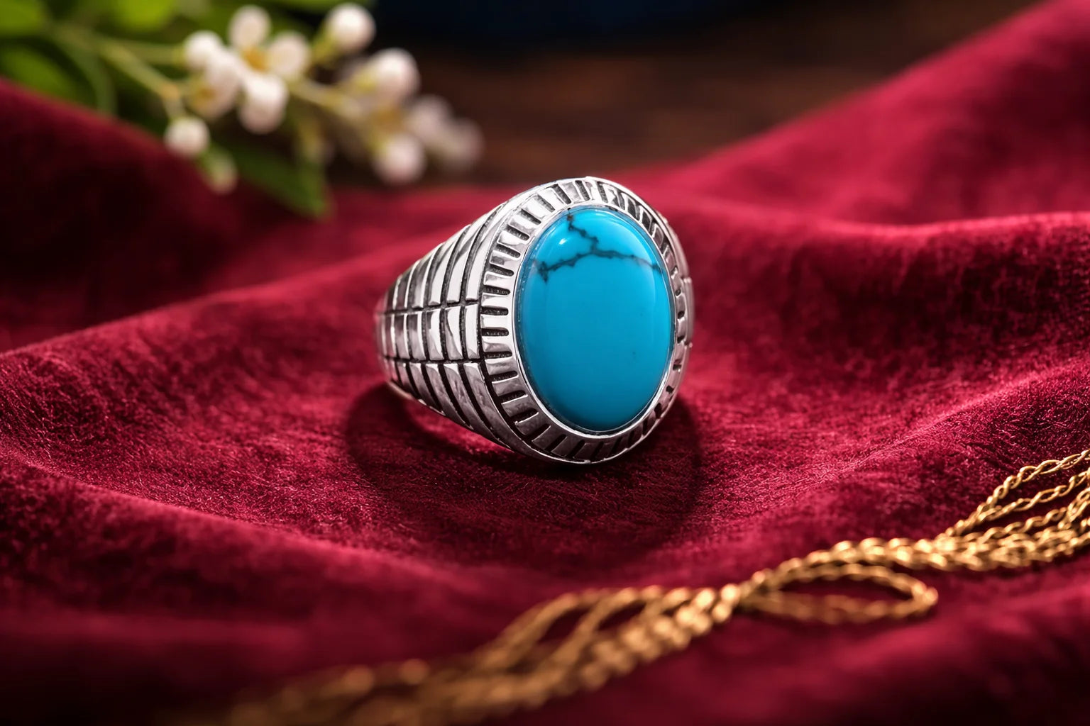 Blue Stone Signet Ring