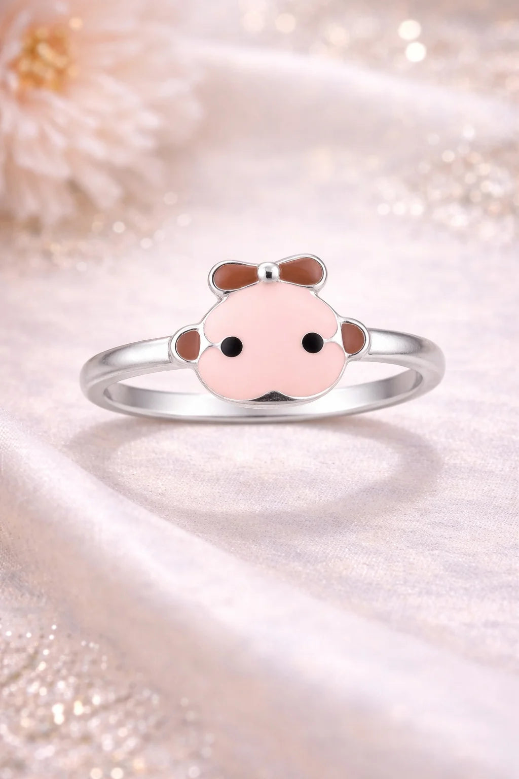 Bow Bear Enamel Ring
