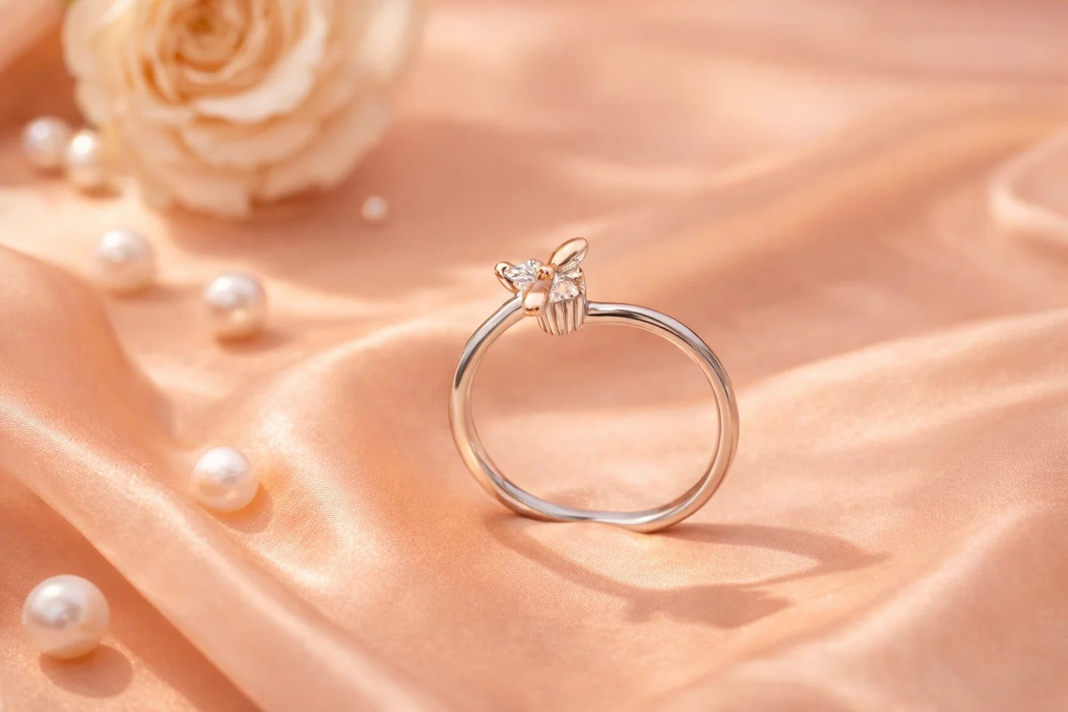 Butterfly Design Ring | Rose Gold Plated, Swiss Zirconia