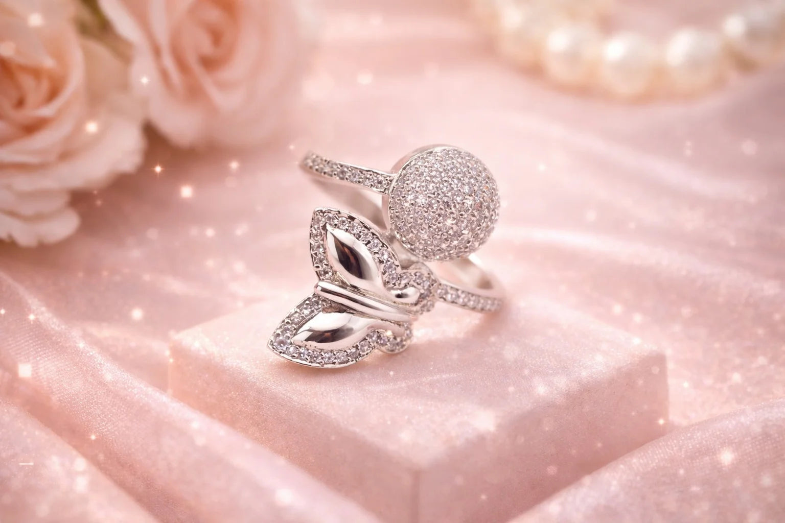 Butterfly & Orb Ring | Adjustable