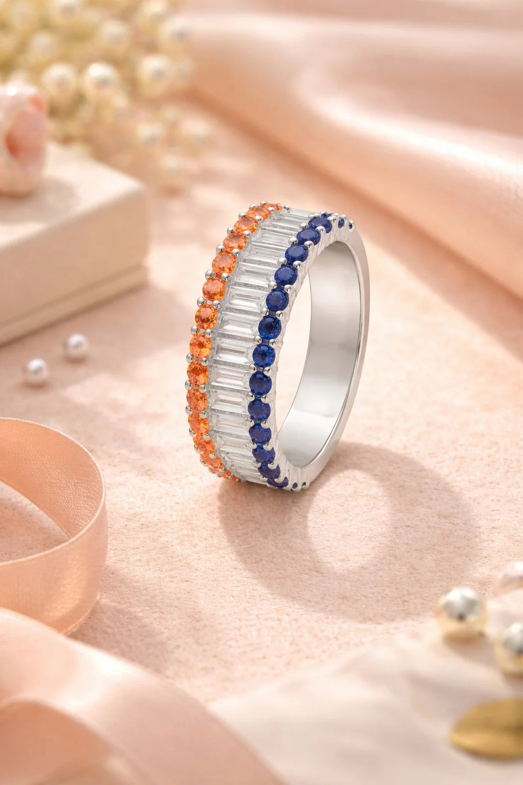 Dual-Tone Sapphire & Citrine Band Ring