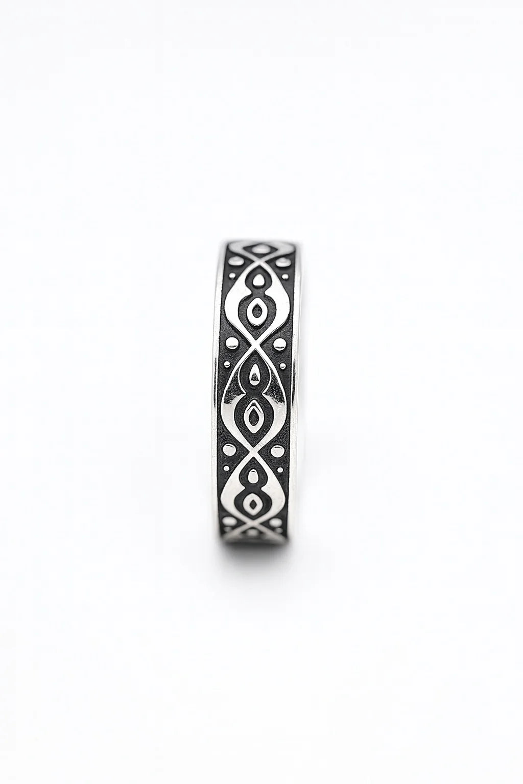 Oxidized Band Ring | Tribal Geometric Design, Unisex Style