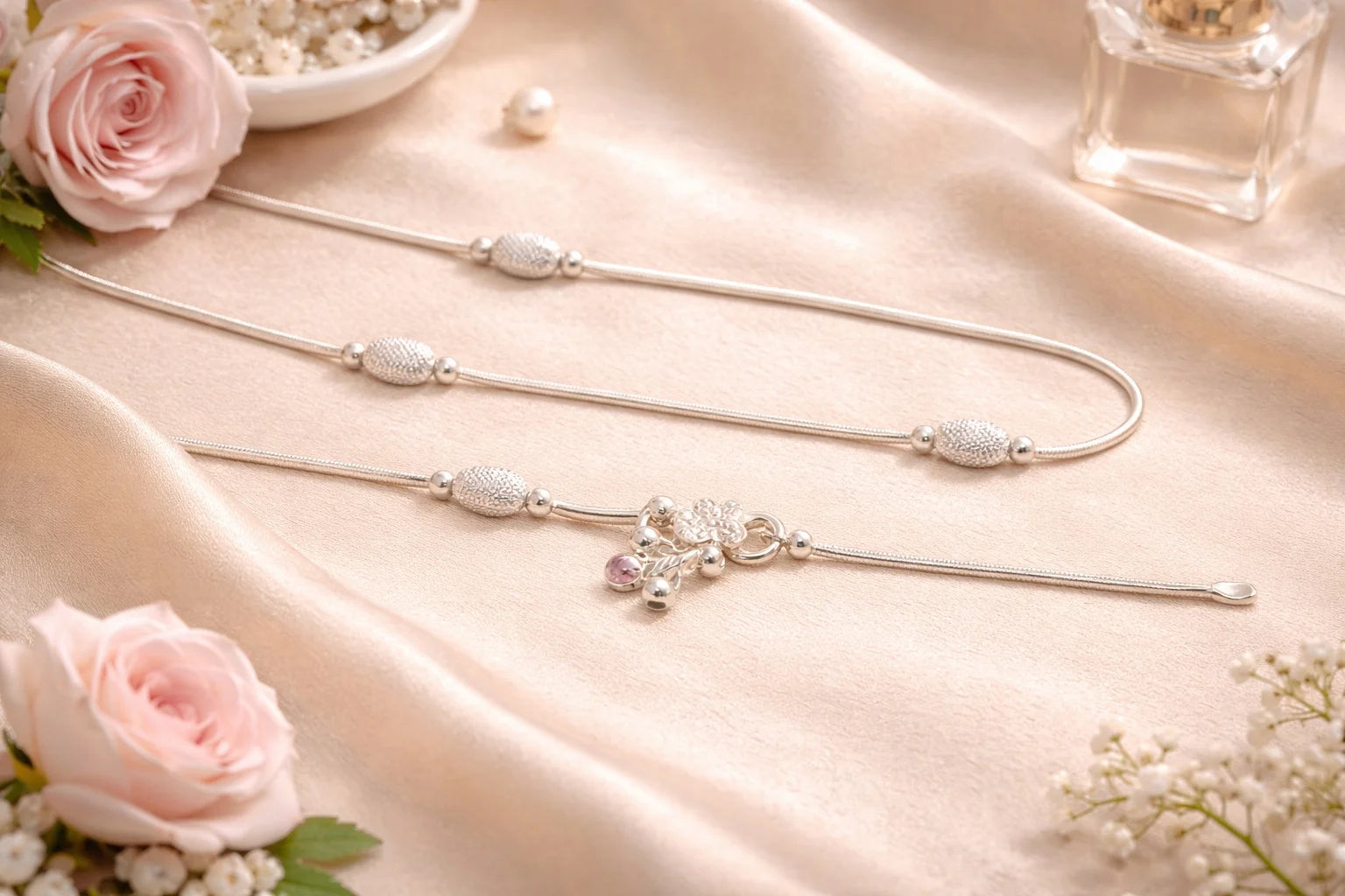 Elegant Textured Bead  Anklet