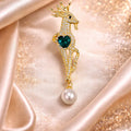 Emerald Heart Deer Brooch