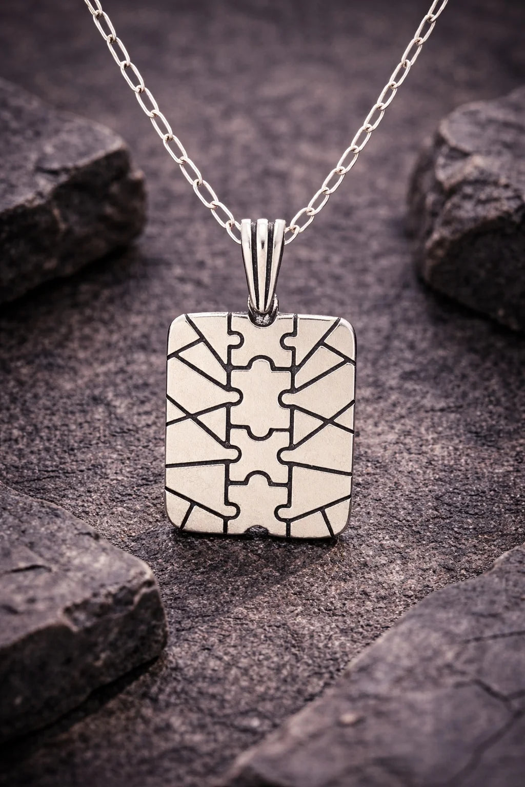 Geometric Industrial Tag Pendant