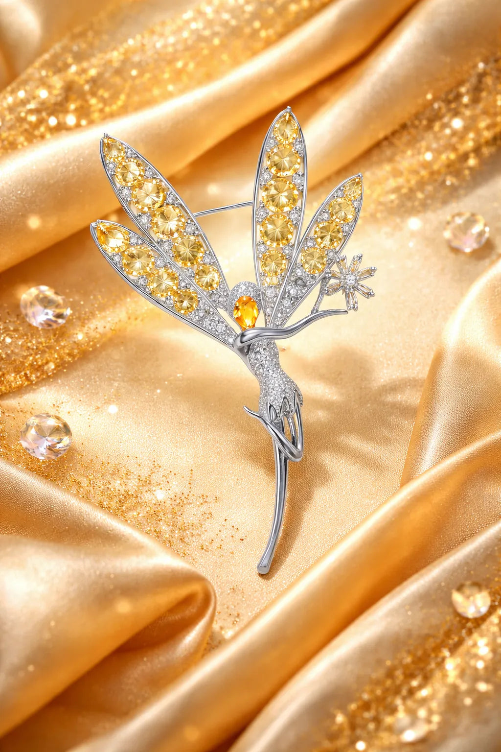 Golden Wing Fairy Brooch