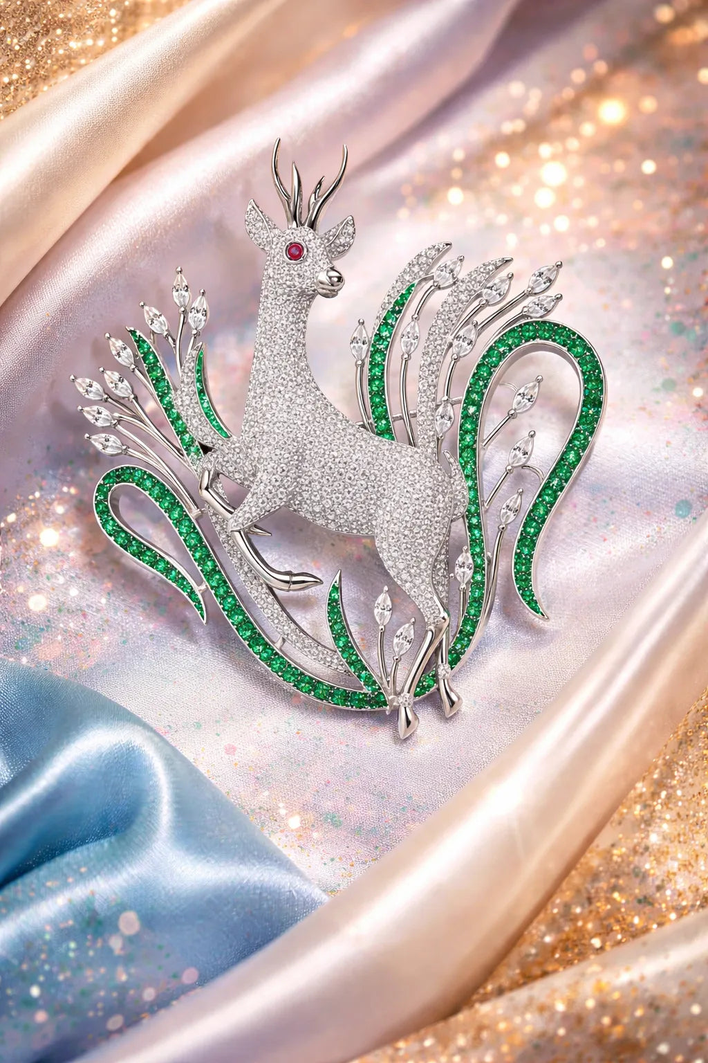Green Floral Deer
