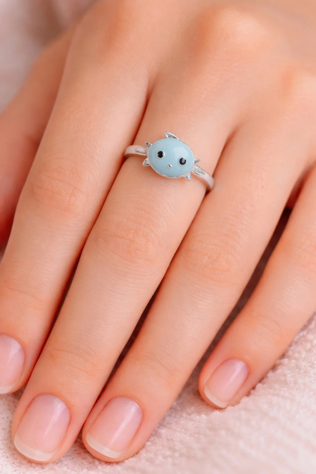 Grey Kitty Enamel Ring