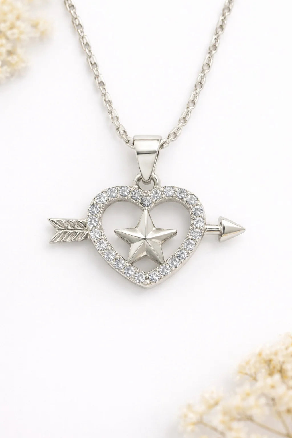 Heart & Star Arrow Pendant
