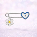 Blue Heart & Daisy Charm Lapel Pin