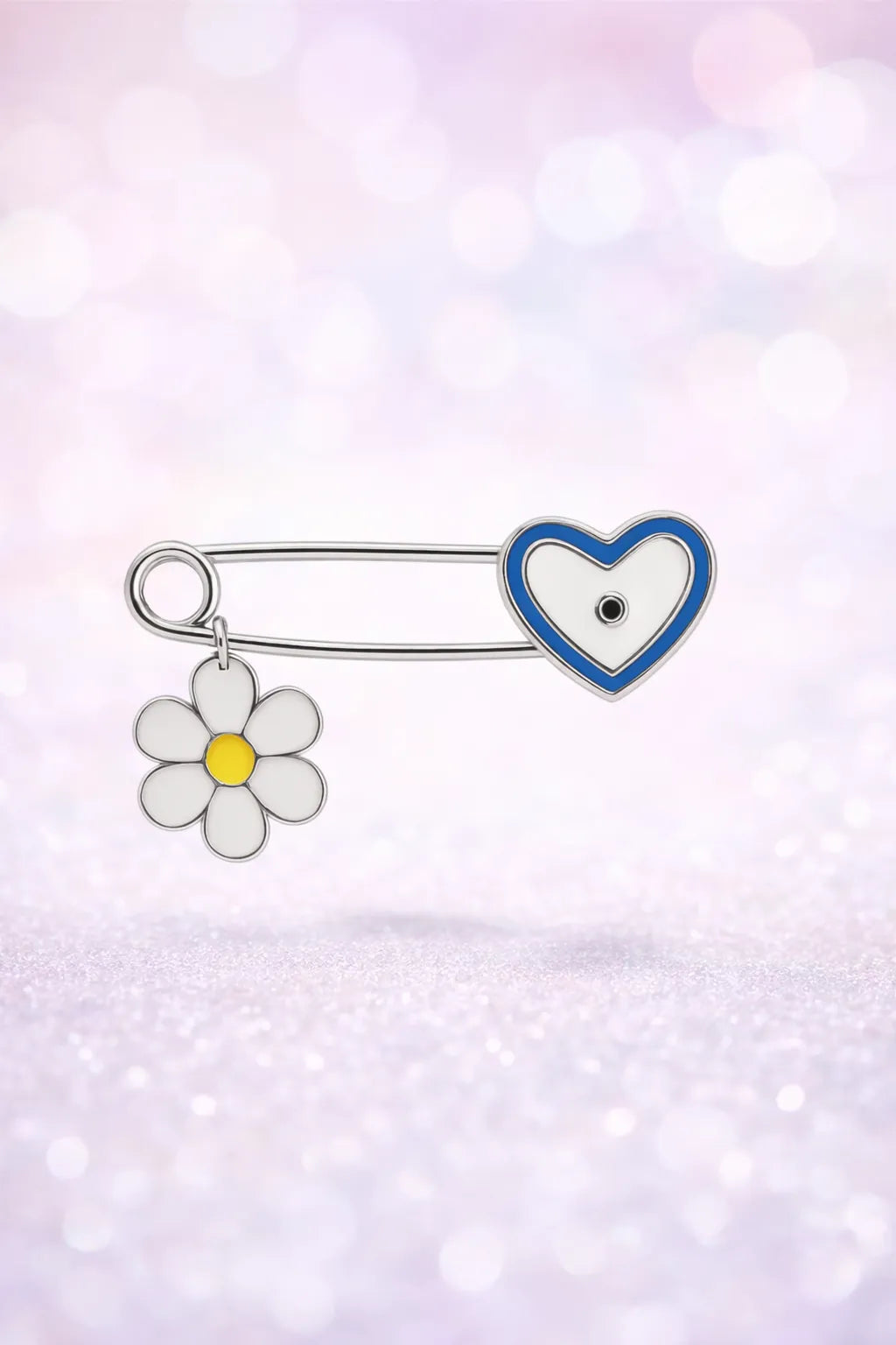 Blue Heart & Daisy Charm Lapel Pin