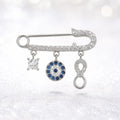 Evil Eye & Infinity Charms with Zircon Lapel Pin