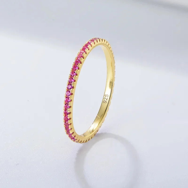Slim Eternity Band with Pink Zircon