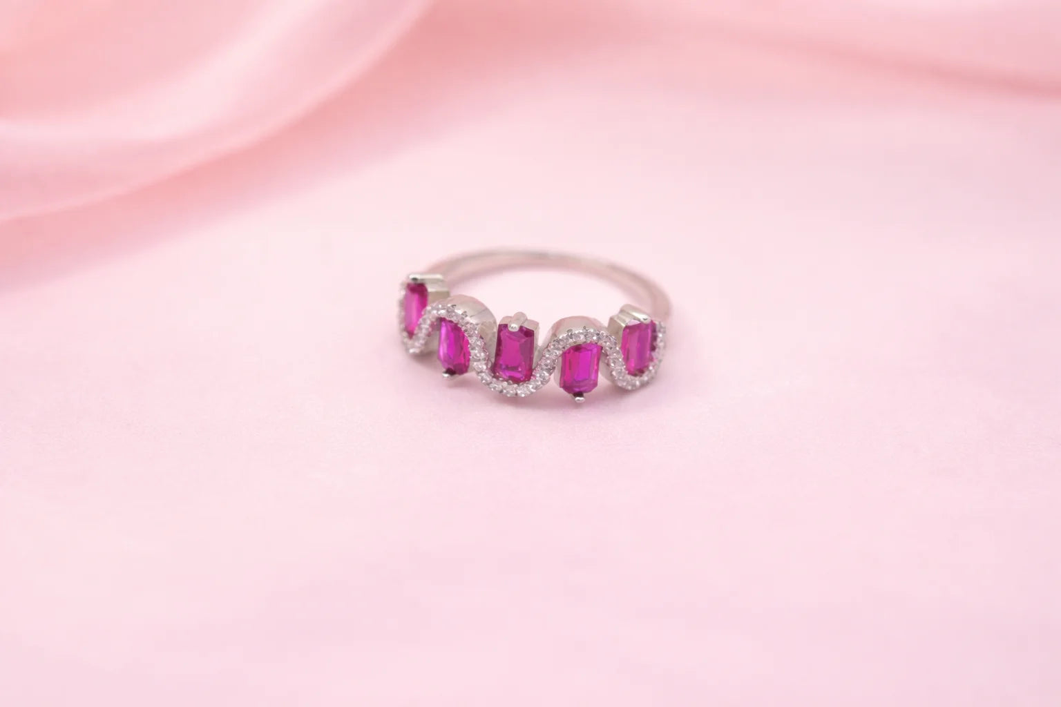 Princess-Cut Chevron Band Ring