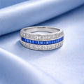 Women's Baguette & White Zircon Triple Row Band Ring Statement Cocktail Ring