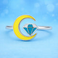 Moon & Gem Enamel Ring