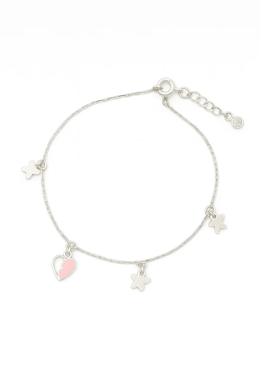 Pink Heart and Star Charm Anklet