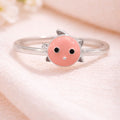 Pink Kitty Face Enamel Ring