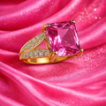 Pink Princess Cut Ring