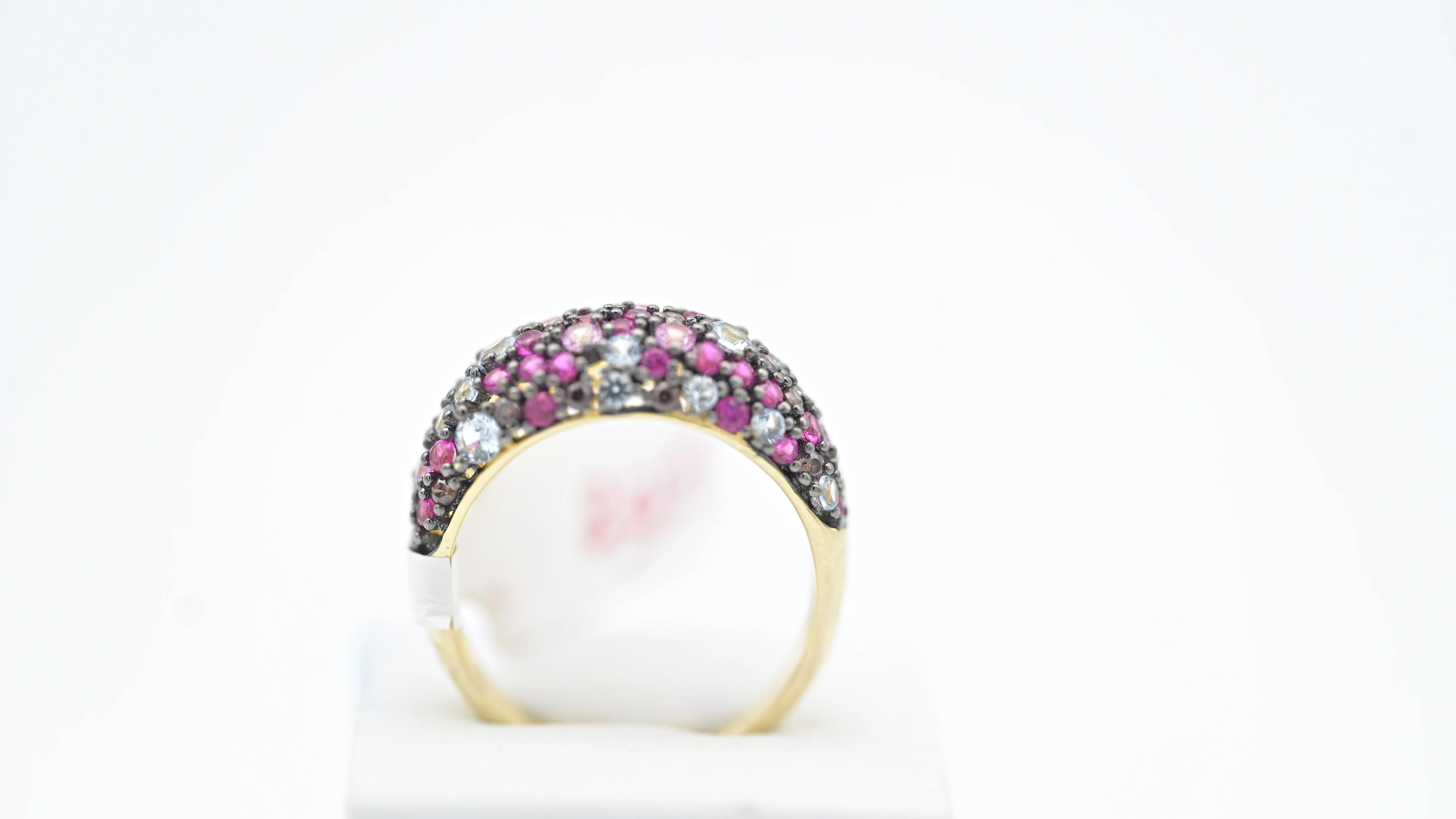 Pink & White Crystal Dome Ring