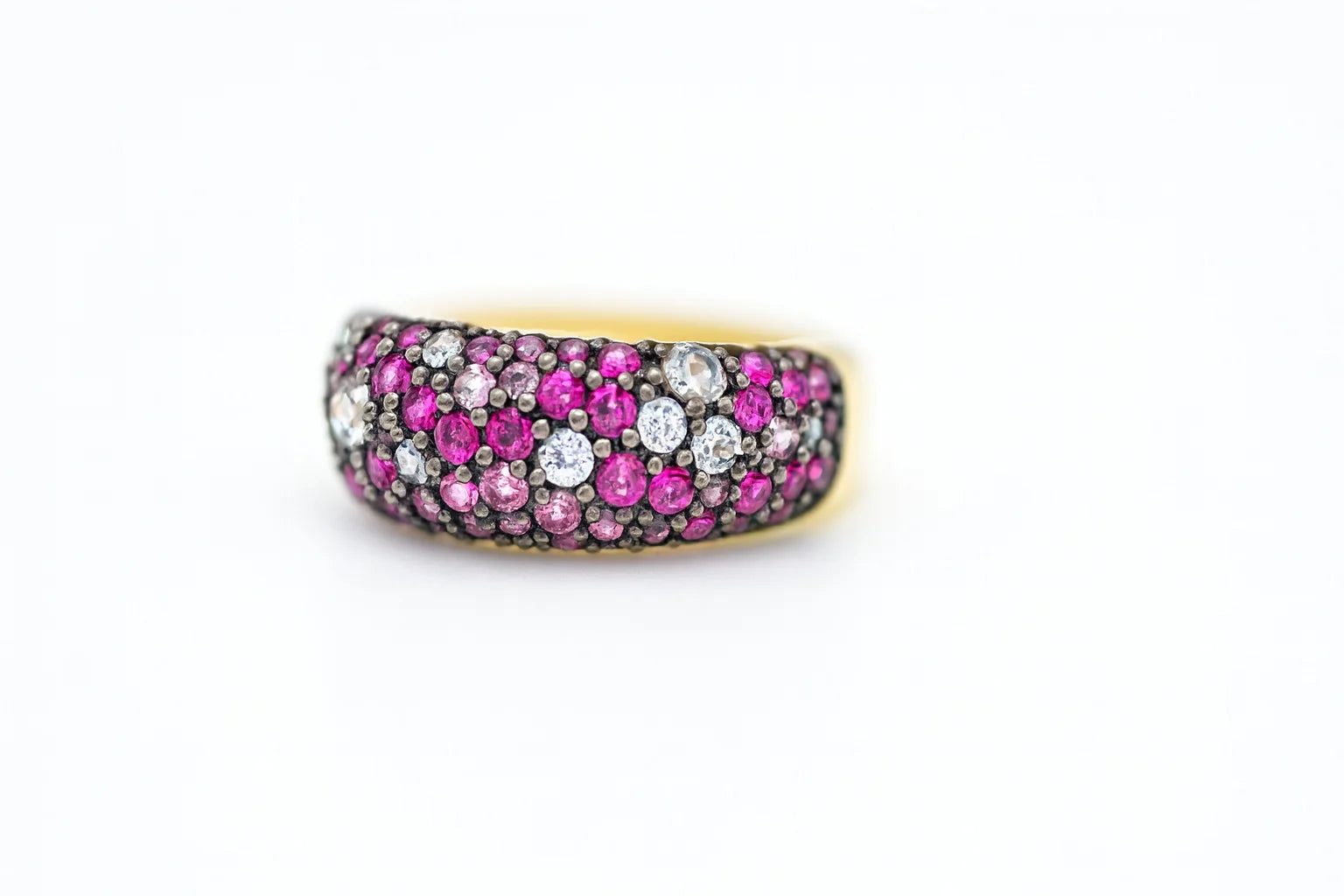 Pink & White Crystal Dome Ring