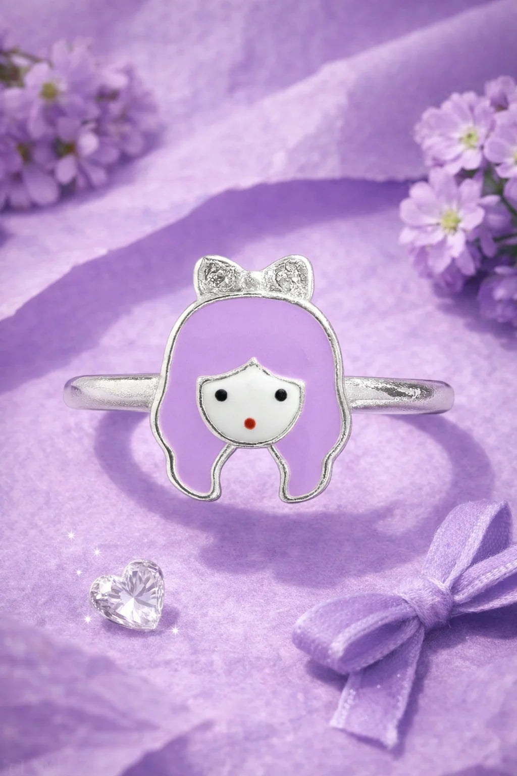Purple Doll Face Enamel Ring