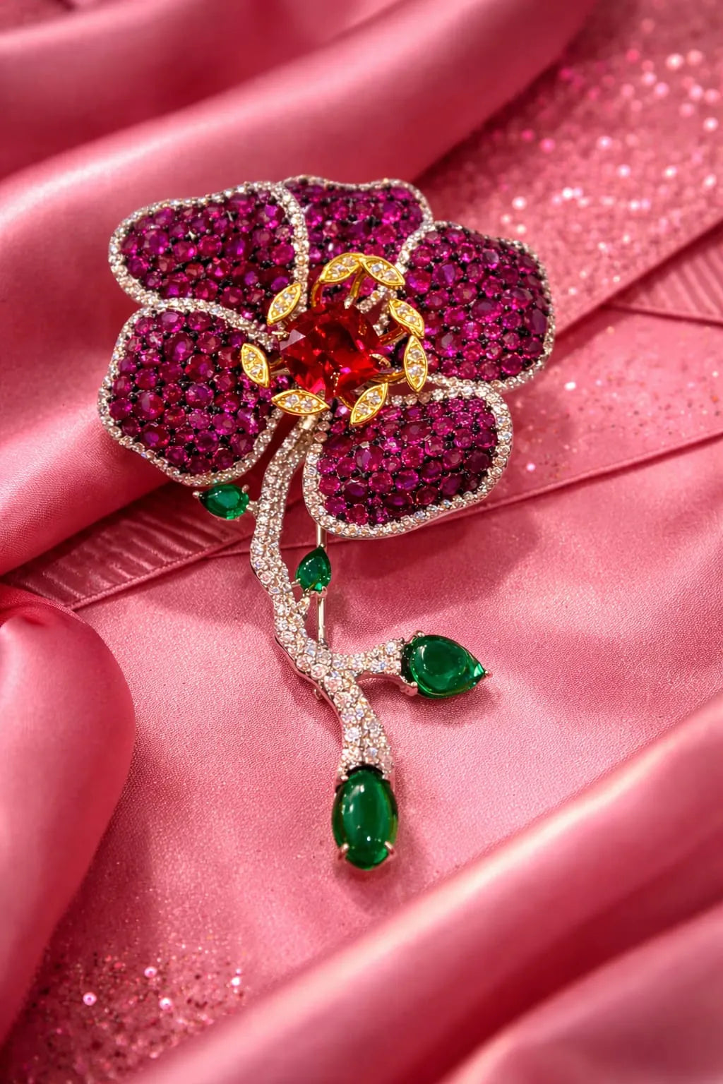 Red Rose Brooch