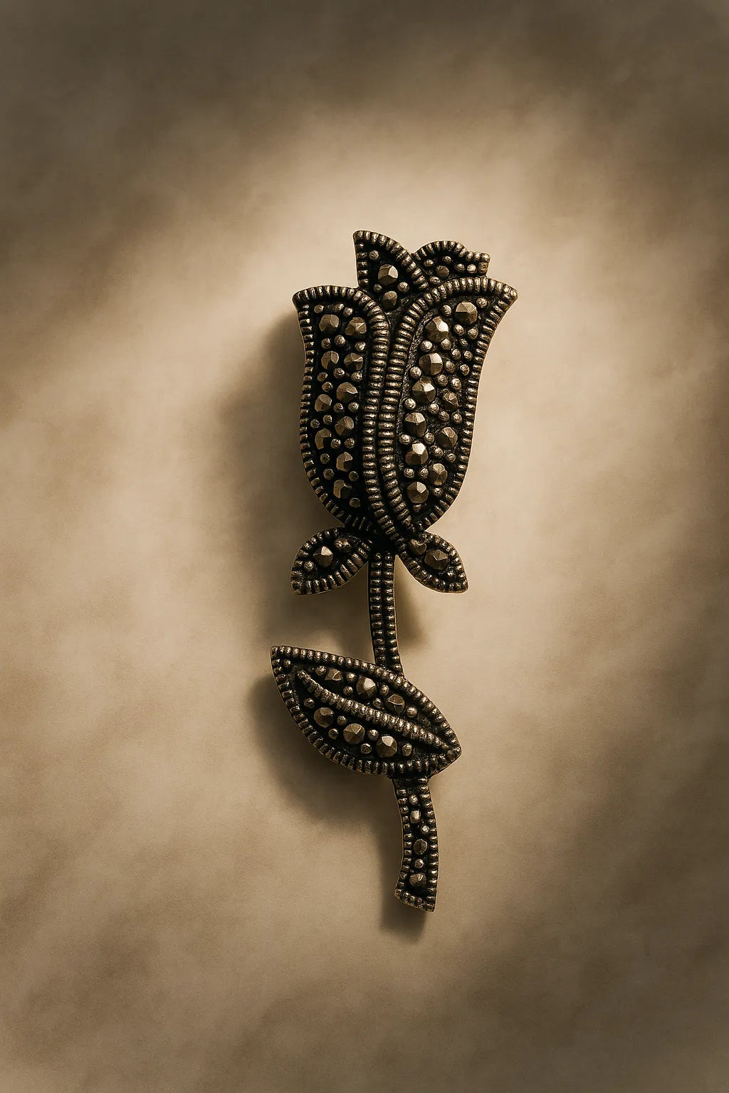 Rose Marcasite Brooch