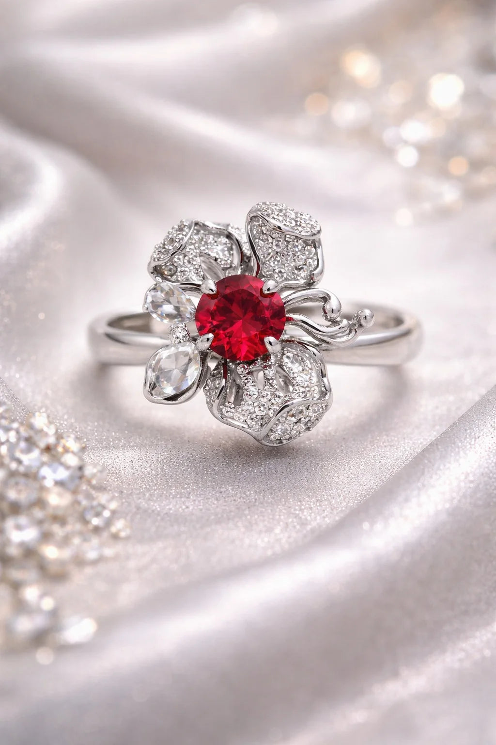 Ruby Flower Ring