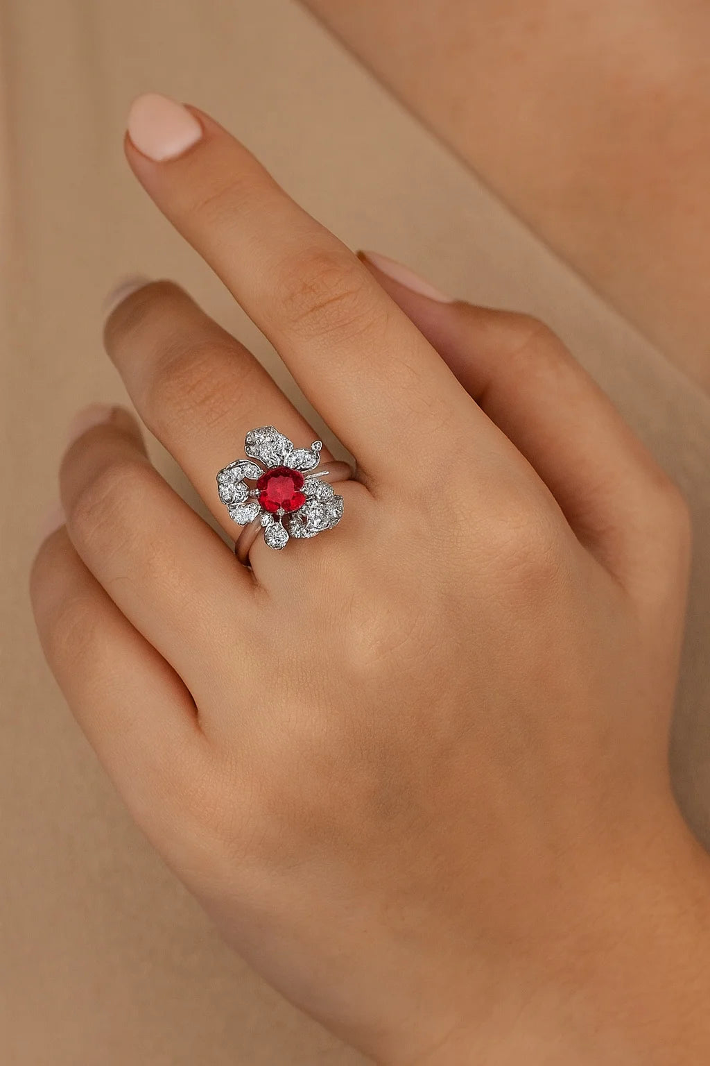 Ruby Flower Ring